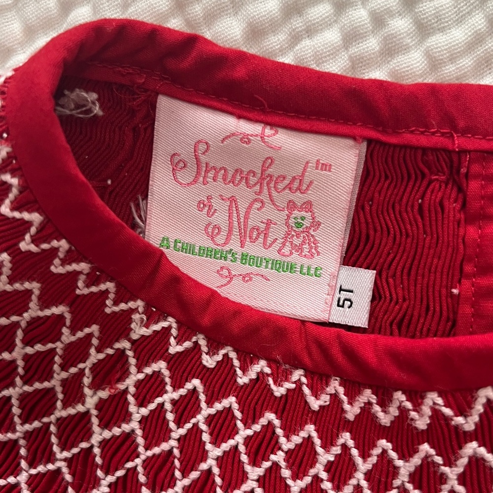 Elegant Kids Smocked Red Formal Dress with Lace Details - Picture 6 of 7